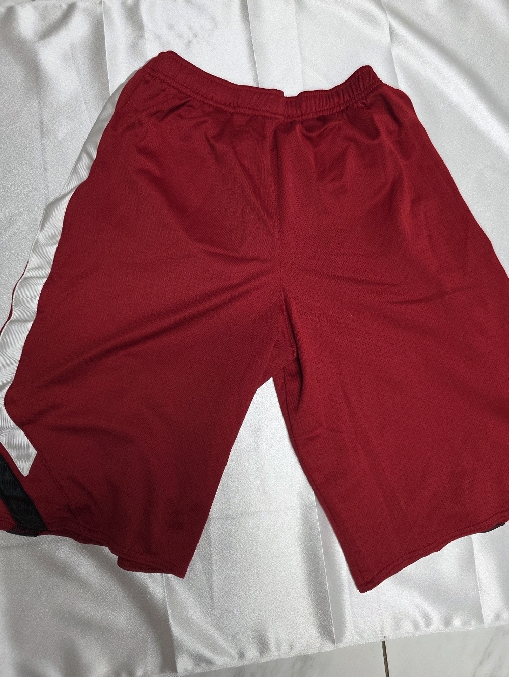 Nike Red Athletic Mesh Shorts with White Side Panels - Picture 6 of 8